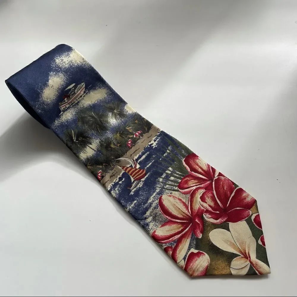 Oscar de la Renta Vintage Boat Tropical Island Tie